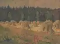 "Kornhocken am Waldrand" 1946