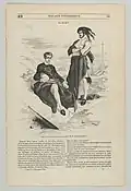 Wood engraving, Illustration after a painting by Delacroix of Hamlet and Horatio