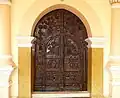 Wooden works in Main Door of Thumpamon Valiya Pally