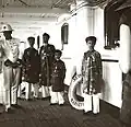 Young crown prince Vĩnh Thụy (right) boarding the Azay-le-Rideau steamer bound for Marseille, to study in France,1922.