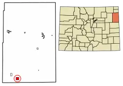 Location within Yuma County and Colorado