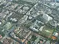 Areal view of the Westin, Mimara Museum, the buildings of the Croatian Journalists' Association, Croatian National Theater, Croatian State Archives and other parts of Donji grad near Savska Road