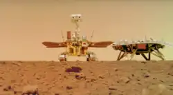 Zhurong rover group selfie with the Tianwen-1 lander taken after the successful landing.