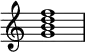 
{
\override Score.TimeSignature #'stencil = ##f
\relative c'' {
   \clef treble 
   \time 4/4
   \key c \major
   <g b d f>1
} }
