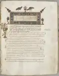 Page of the Gospel Book with Commentaries: Portrait of Mark; 1000–1100; ink, tempera, gold, vellum and leather binding; sheet: 28 × 23&nbsp;cm; Cleveland Museum of Art (Cleveland, Ohio, US)