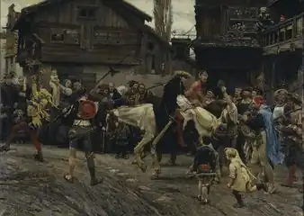 Peder Sunnanväder [sv]'s and Mäster Knut [sv]'s Ignominious Entry into Stockholm 1526, 1879